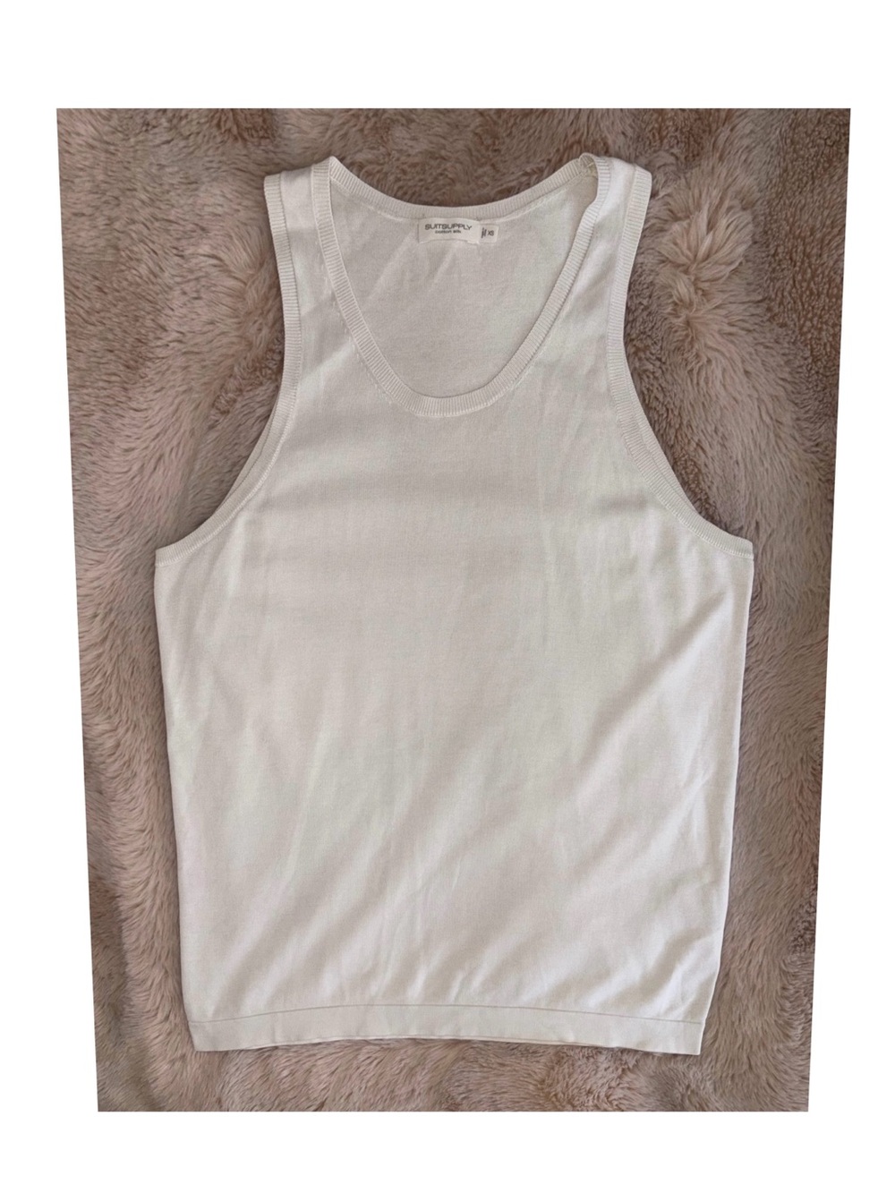 SuitSupply Cotton/Silk Off White Knitted Muscle Tank Size XS/Small Resort preppy